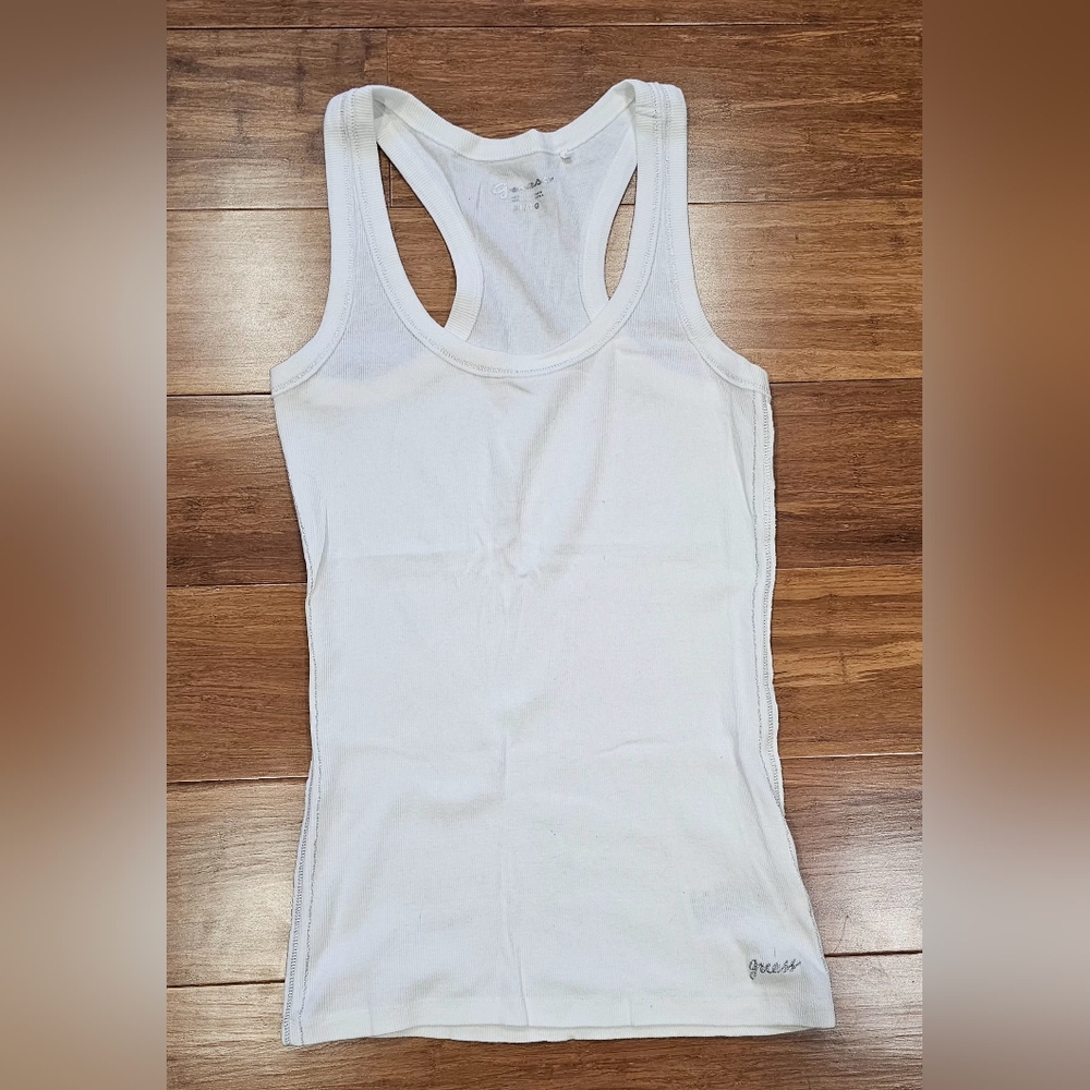 Guess White Racerback Tank Top